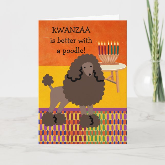 Cute Kwanzaa is Better with a Poodle Dog Card (Front)