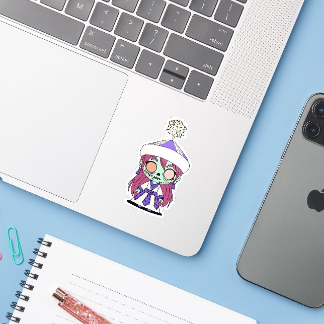 Cute Kyrgyz Zombie Sticker (Laptop w/ iPhone)