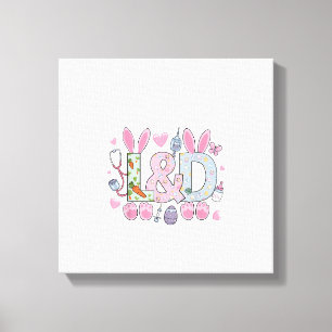 Cute L&D Labor and Delivery Nurse Easter Bunny Egg Canvas Print