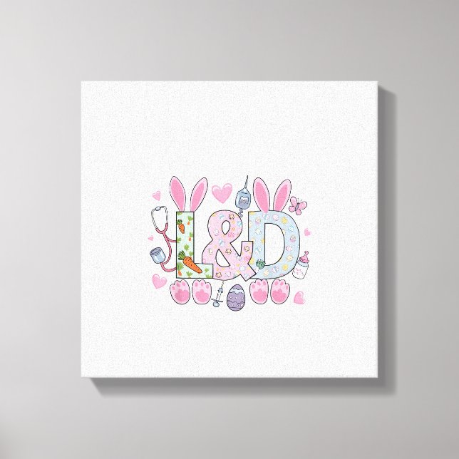 Cute L&D Labor and Delivery Nurse Easter Bunny Egg Canvas Print (Front)
