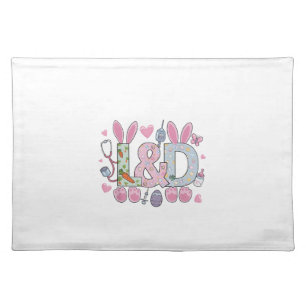 Cute L&D Labor and Delivery Nurse Easter Bunny Egg Cloth Placemat