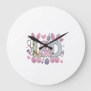 Cute L&D Labor and Delivery Nurse Easter Bunny Egg Large Clock