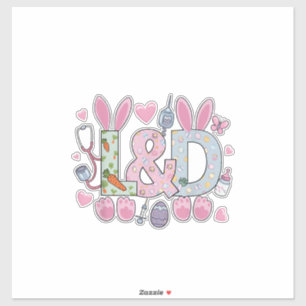 Cute L&D Labor and Delivery Nurse Easter Bunny Egg Sticker