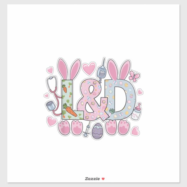 Cute L&D Labor and Delivery Nurse Easter Bunny Egg Sticker (Sheet)