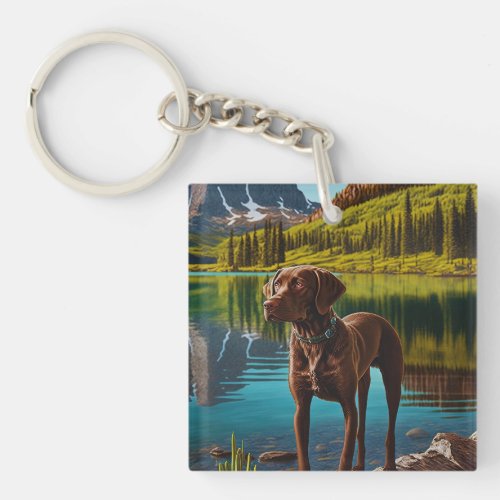 Cute Lab Dog Chocolate Labrador Retriever Animal Keychain