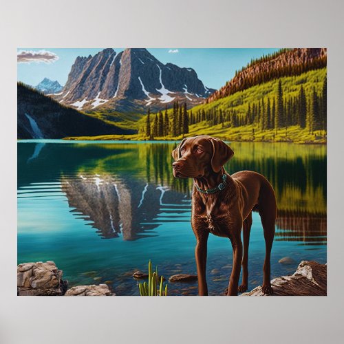 Cute Lab Dog Chocolate Labrador Retriever Animal Poster