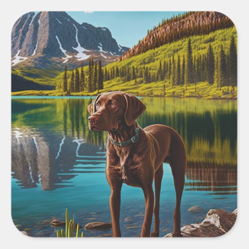 Cute Lab Dog Chocolate Labrador Retriever Animal Square Sticker