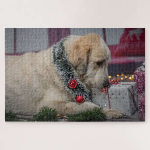 Cute Lab Dog Family Fun Christmas Jigsaw Puzzle