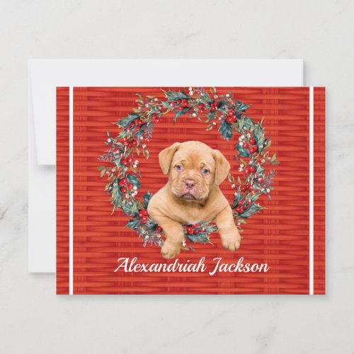 Cute Lab Puppy Red country classic Christmas Holiday Card