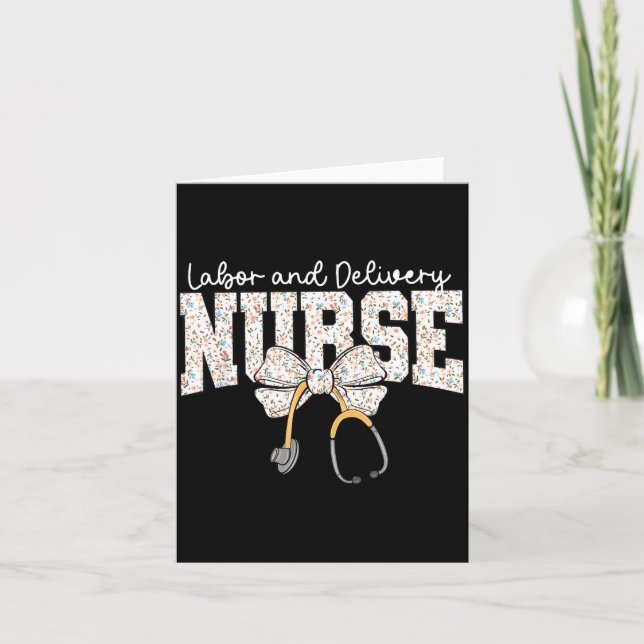Cute Labor And Delivery Nurse Stethoscope Coquette Card (Front)