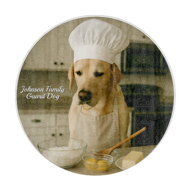 Cute Laborador Personalized Glass Cutting Board (Front)