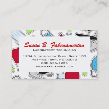 Cute Laboratory Pattern White Business Card by mod_business_cards at Zazzle