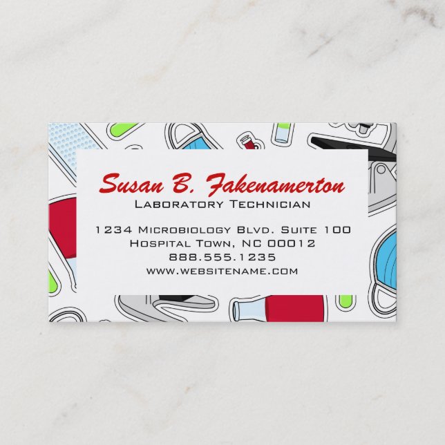 Cute Laboratory Pattern White Business Card (Front)