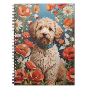 Cute Labradoodle Daisy And Poppy Flower Notebook