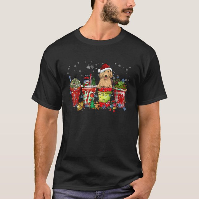 Cute Labradoodle Dog Christmas Coffee Pajamas Xmas T-Shirt (Front)