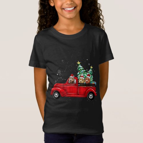 Cute Labradoodle Dog Driving Xmas Truck Christmas  T_Shirt