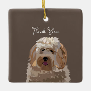 Cute Labradoodle Dog Personalized Ceramic Ornament