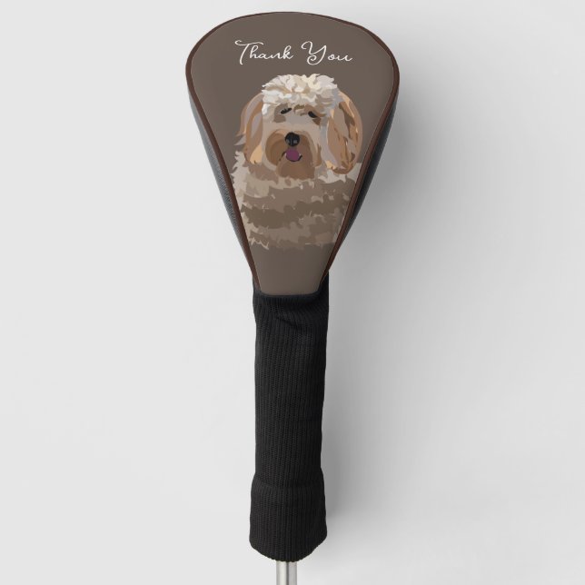 Cute Labradoodle Dog Personalized Golf Head Cover (Front)