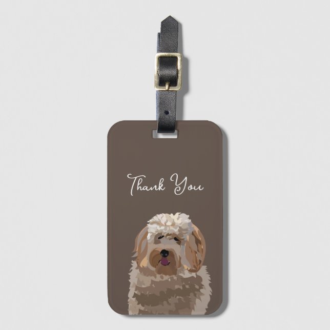 Cute Labradoodle Dog Personalized Luggage Tag (Front Vertical)