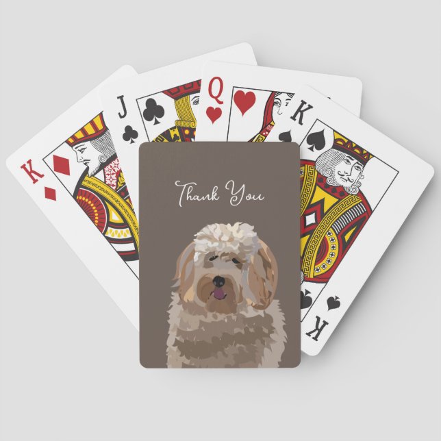 Cute Labradoodle Dog Personalized Poker Cards (Back)
