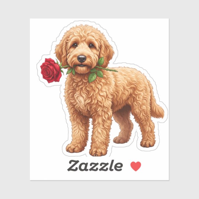‏Cute Labradoodle Dog Sticker (Sheet)
