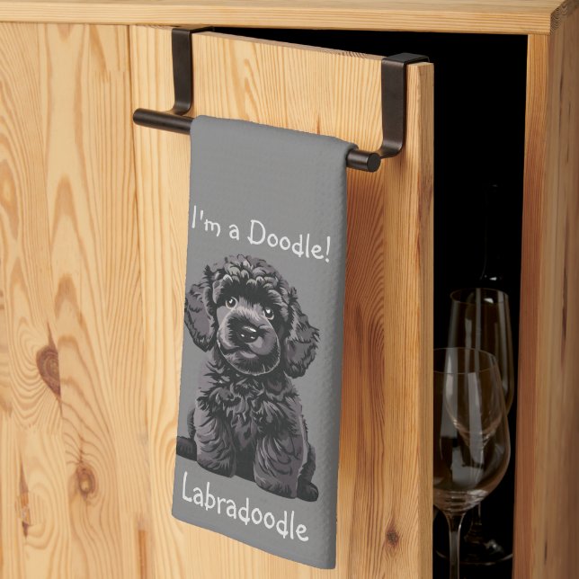 Cute Labradoodle Puppy - I'm a Doodle! Kitchen Towel (Thirds Fold)