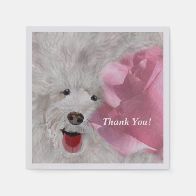 Cute Labradoodle & Rose Fun Napkins (Front)