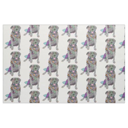 Cute Labrador and Border Collie Mixed Breed Fabric
