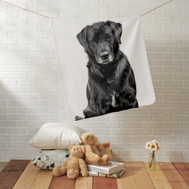 Cute Labrador Black Dog Puppy Pet Baby Blanket (In Situ)