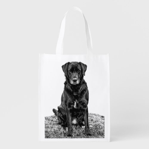 Cute Labrador Black Dog Puppy Pet Grocery Bag