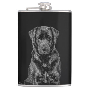 Cute Labrador Black Dog Puppy Pet Sketch Flask