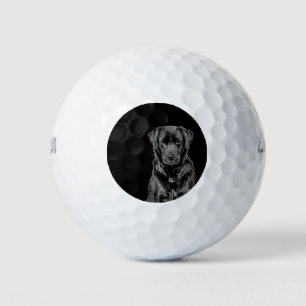 Cute Labrador Black Dog Puppy Pet Sketch Golf Balls