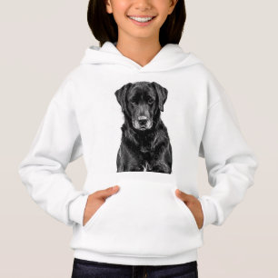 Cute Labrador Black Dog Puppy Pet Sketch Hoodie