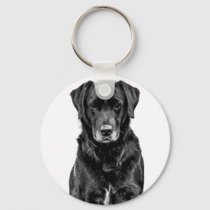Cute Labrador Black Dog Puppy Pet Sketch Keychain