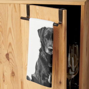 Cute Labrador Black Dog Puppy Pet Sketch Kitchen Towel