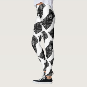 Cute Labrador Black Dog Puppy Pet Sketch Leggings