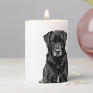 Cute Labrador Black Dog Puppy Pet Sketch Pillar Candle