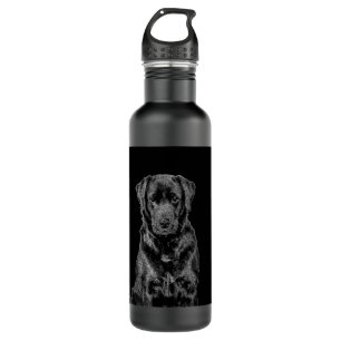 Cute Labrador Black Dog Puppy Pet Sketch Stainless Steel Water Bottle