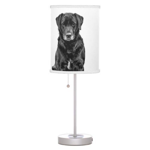 Cute Labrador Black Dog Puppy Pet Sketch Table Lamp