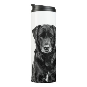 Cute Labrador Black Dog Puppy Pet Sketch Thermal Tumbler