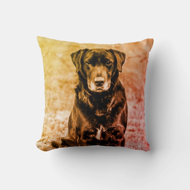 Cute Labrador Black Dog Puppy Pet Throw Pillow (Front)