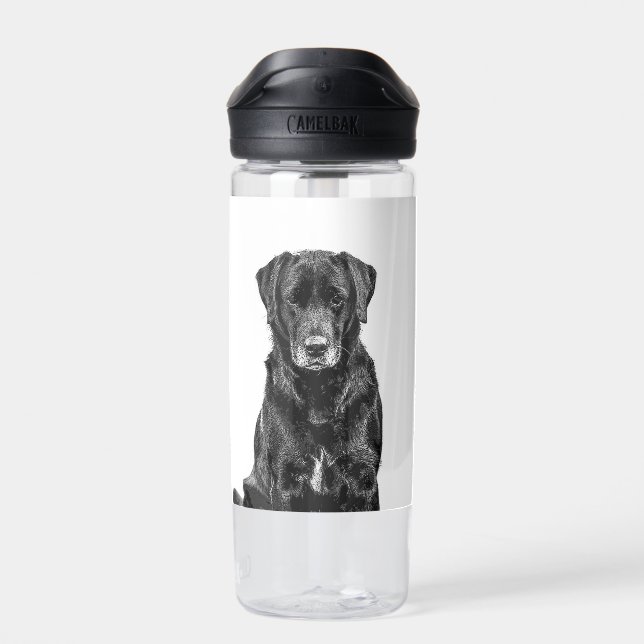 Cute Labrador Black Dog Puppy Pet Water Bottle (Back)