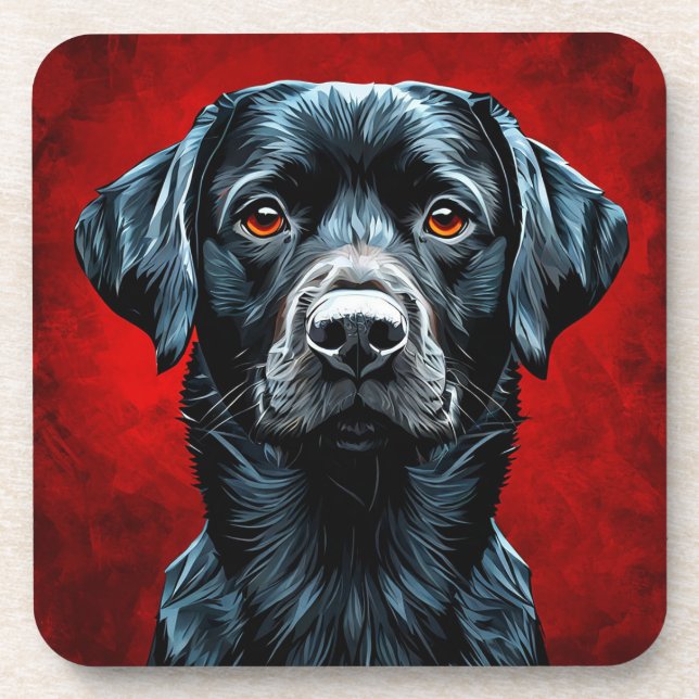 Cute labrador dog beverage coaster (Front)