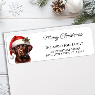 Cute Labrador Dog Christmas Santa Return Address Label
