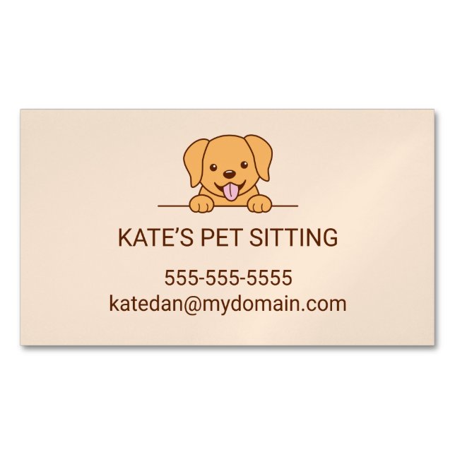 Cute Labrador Dog Pet Sitting Service Business Card Magnet (Front)