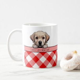 Cute Labrador Puppy Best Dog Mom Red Gingham Coffee Mug