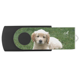 Cute Labrador Puppy Dog & Monogram Flash Drive