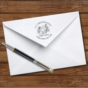 Cute Labrador, Puppy, Flowers, Return Address Self-inking Stamp