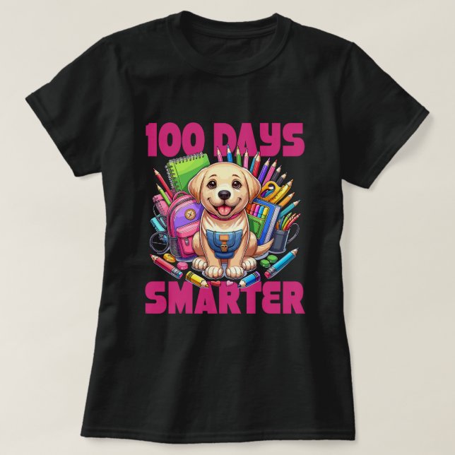Cute Labrador Retriever100th Day of School 100 Day T-Shirt (Design Front)
