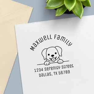 Cute Labrador Retriever Arch Family Address Self-inking Stamp
